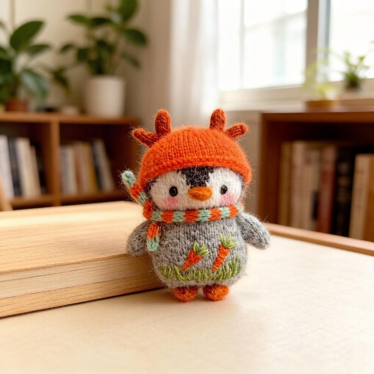 Handcrafted Knit Winter Penguin Figurine Artistic Toddler Surprises Decorative Accent Bridal Celebration Christmas Season Merchandise