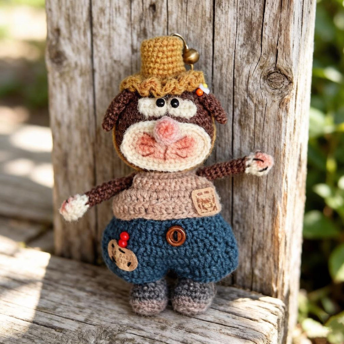Hand Knit Mouse Figurine Key Fob Backpack Embellishment Vintage Curio Desktop Accent Nuptial Gathering Christmas Holiday Trinkets