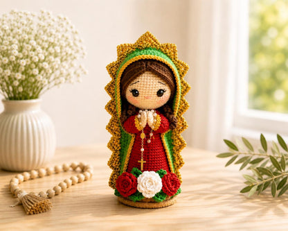 Virgin Mary Crochet Doll, Handmade Catholic Decor, Our Lady Crochet Statue, Religious Gift, Prayer Room Decor, Catholic Gift for Her
