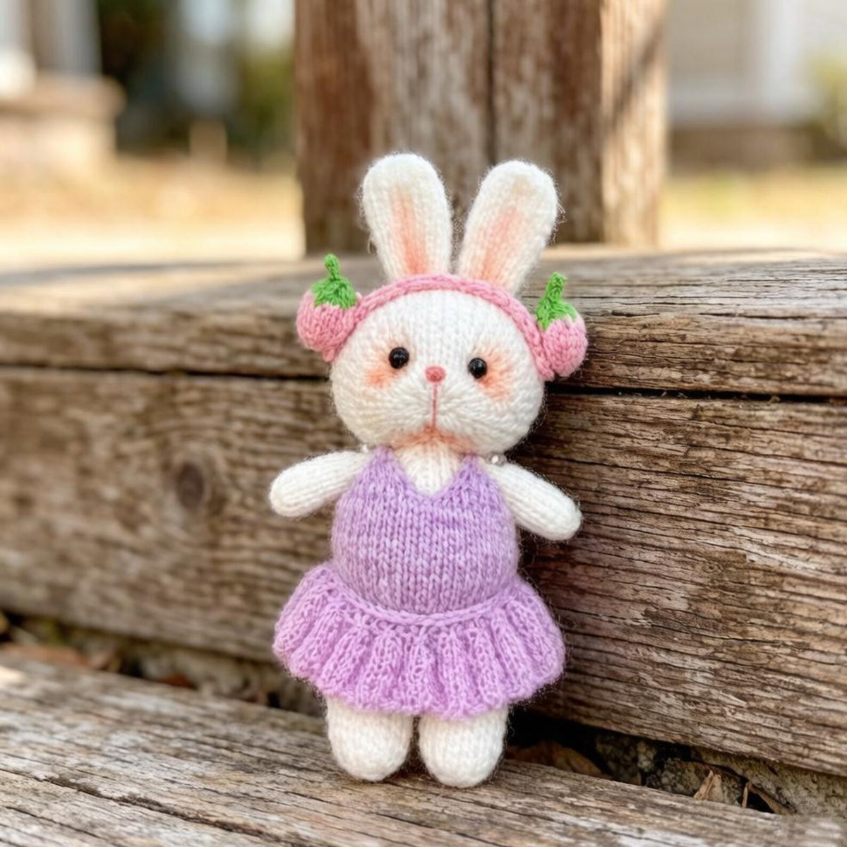 Hand Woven Strawberry Rabbit Figurine Wool Yarn Comfort Plaything Household Embellishment Nuptial Gathering Christmas Holiday Trinkets