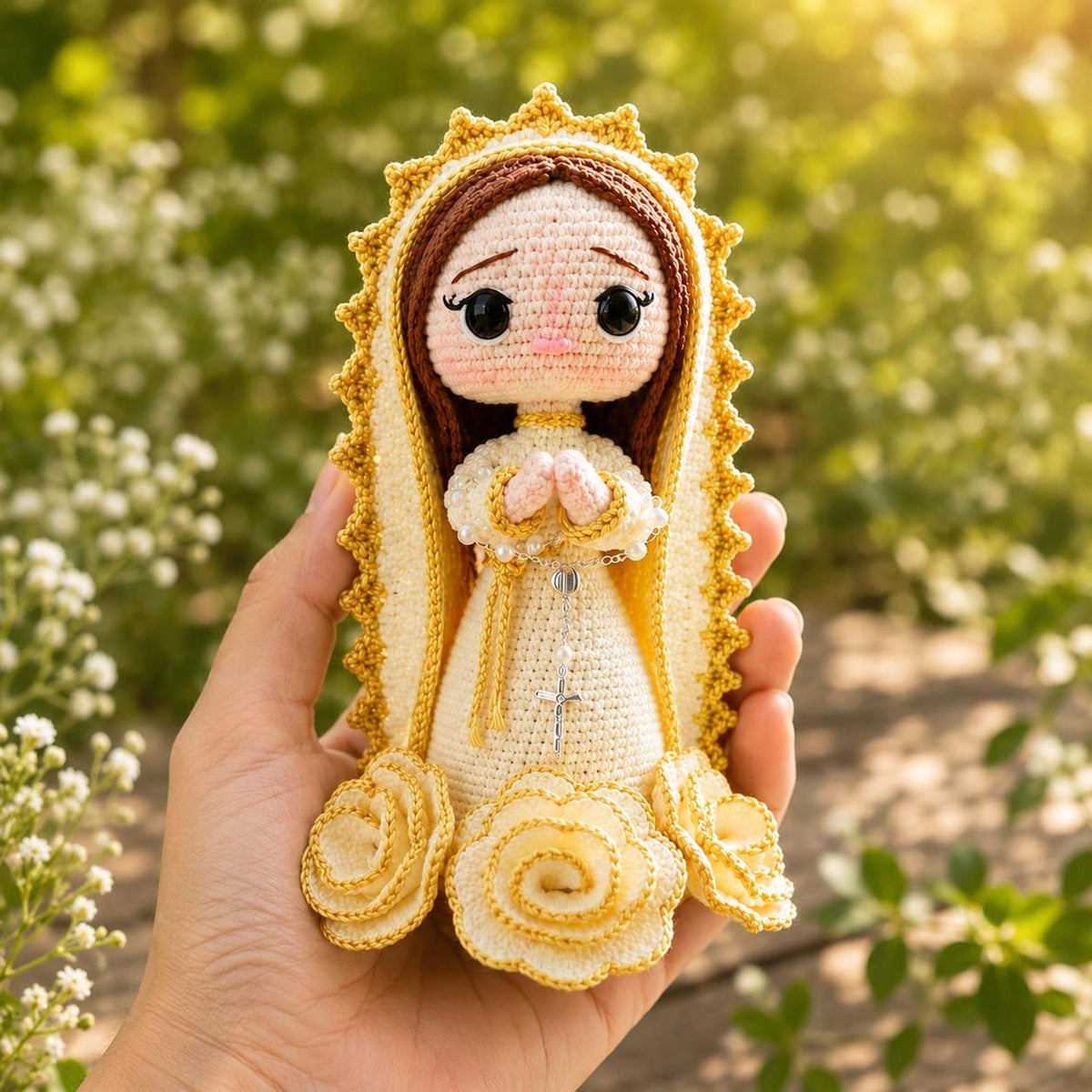 Our Lady Crochet Doll, Handmade Virgin Mary Catholic Decor, Prayer Room Altar Gift, Religious Keepsake for Mom