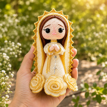 Our Lady Crochet Doll, Handmade Virgin Mary Catholic Decor, Prayer Room Altar Gift, Religious Keepsake for Mom