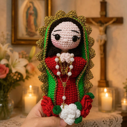 Our Lady Crochet Doll, Handmade Virgin Mary Catholic Decor, Prayer Room Altar Gift, Religious Keepsake for Mom