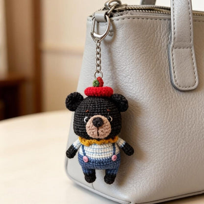 Artisan woven black bear sculpted pieces, tabletop souvenir trinkets, hobbyist display adornments, Yuletide household accents