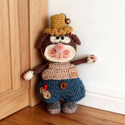 Hand Knit Mouse Figurine Key Fob Backpack Embellishment Vintage Curio Desktop Accent Nuptial Gathering Christmas Holiday Trinkets