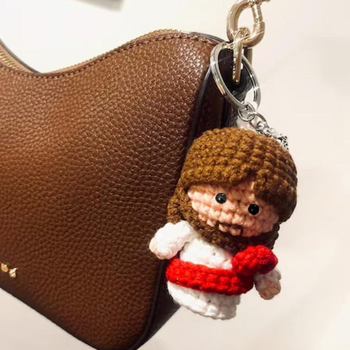 Sacred Heart Jesus Car Hanging, Crochet Rearview Mirror Charm, Handmade Catholic Car Ornament, Christian Driver Gift
