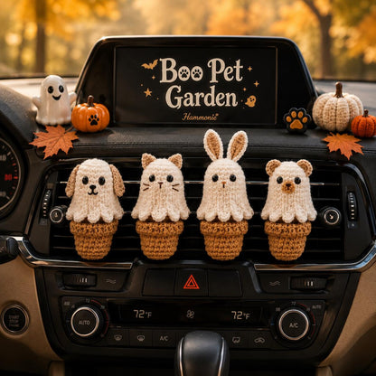 Halloween Crochet Car Vent Clips, Cute Car Accessories Decor, Ghost Dog Cat Bunny Bear Vent Clip, Handmade Pet Lover Gift, Spooky Car Charm