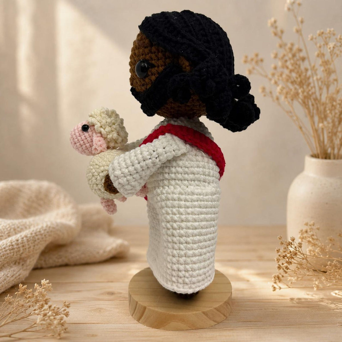 Jesus With Lamb Crochet Doll, Good Shepherd Figurine, Handmade Christian Gift, Catholic Home Decor, Religious Keepsake
