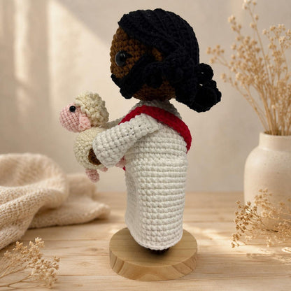 Jesus With Lamb Crochet Doll, Good Shepherd Figurine, Handmade Christian Gift, Catholic Home Decor, Religious Keepsake