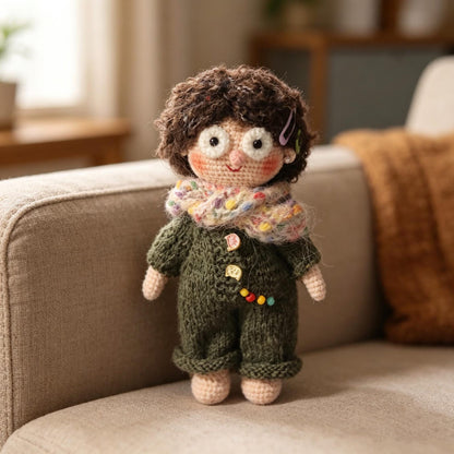 Hand Knit Girl Figurine Wool Crochet Plaything Desktop Embellishment Unique Character Statue Nuptial Gathering Christmas Holiday Trinkets