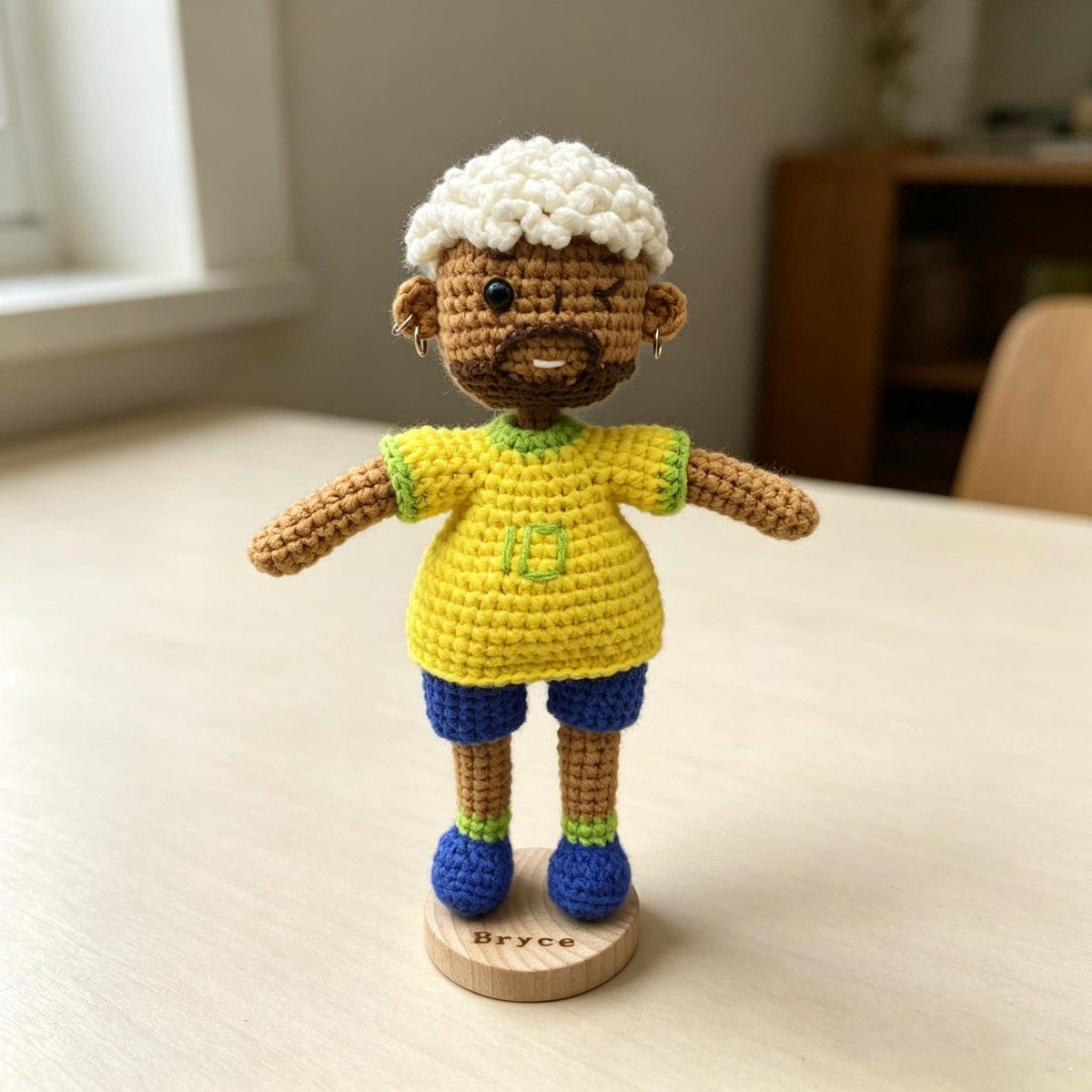 Hand Knit Messi Sculptures Soccer Enthusiast Keepsakes Desktop Base Embellishments Nuptial Gathering Partner Tokens Christmas Holiday Goods