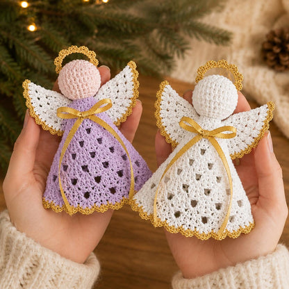 Crochet Angel Ornament, Handmade Angel Car Charm, Christmas Tree Angel Decoration, Guardian Angel Gift, Crochet Hanging Ornament