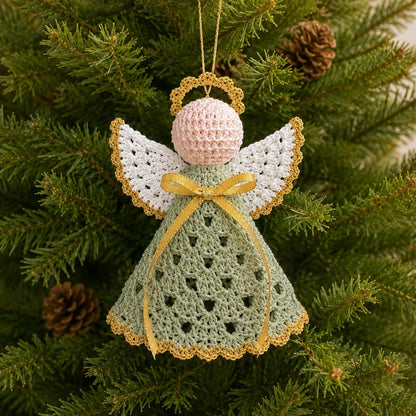Crochet Angel Ornament, Handmade Angel Car Charm, Christmas Tree Angel Decoration, Guardian Angel Gift, Crochet Hanging Ornament