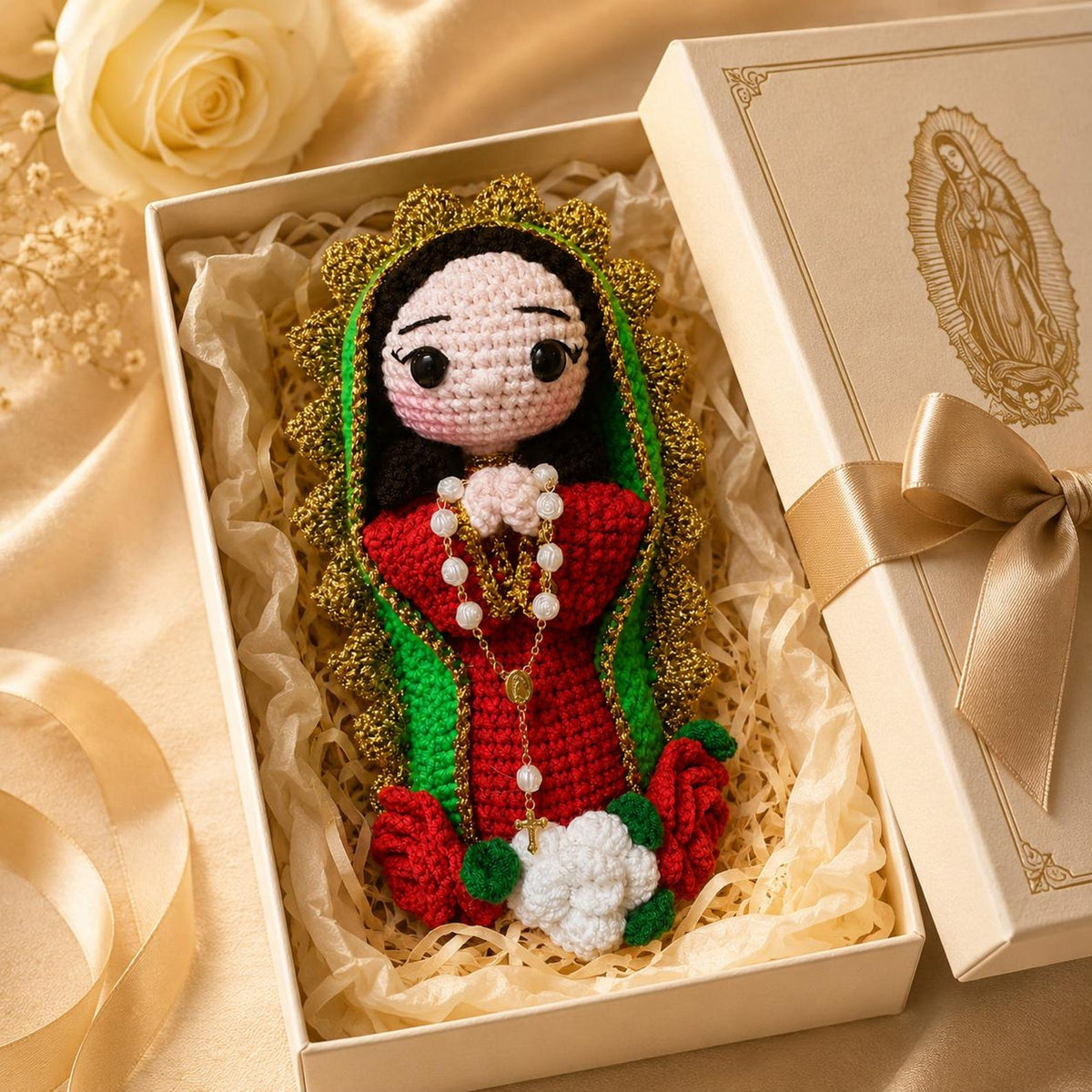 Our Lady Crochet Doll, Handmade Virgin Mary Catholic Decor, Prayer Room Altar Gift, Religious Keepsake for Mom