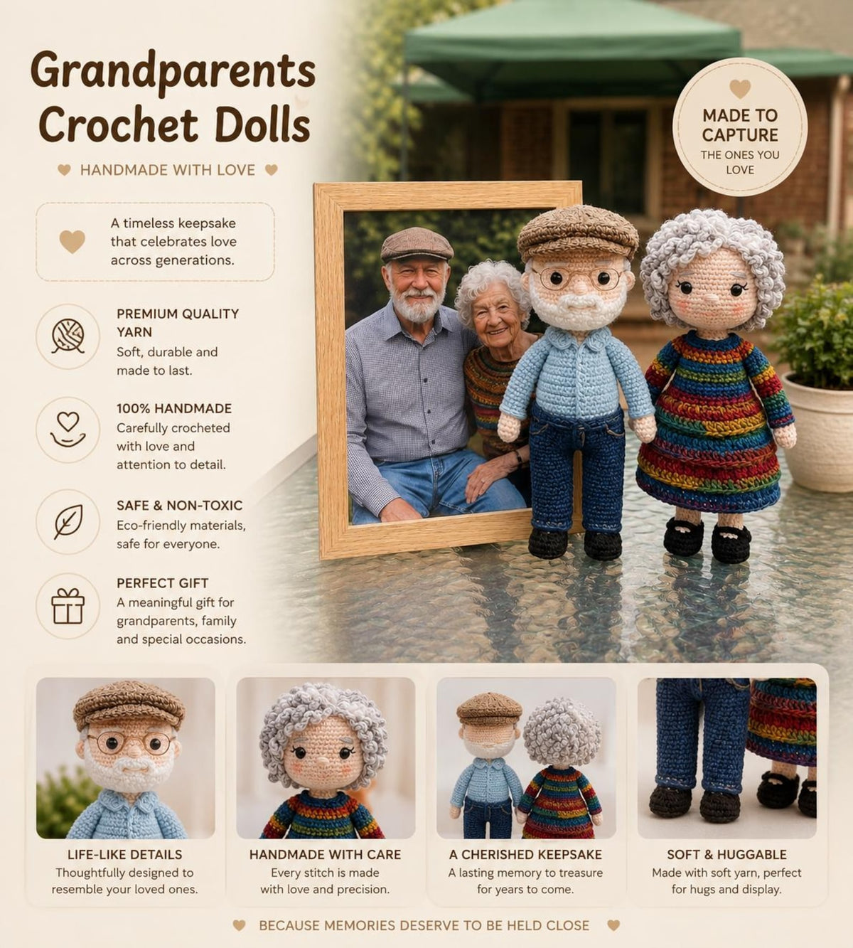 Custom Crochet Doll from Photo, Personalized Portrait Doll Gift, Handmade Look Alike Amigurumi, Custom Family Memorial Keepsake Doll