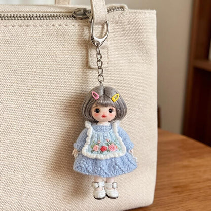 Hand Knit Young Girl Sculpture Desktop Embellishment Hobbyist Keepsakes Juvenile Tokens Gathering Favors Christmas Holiday Goods