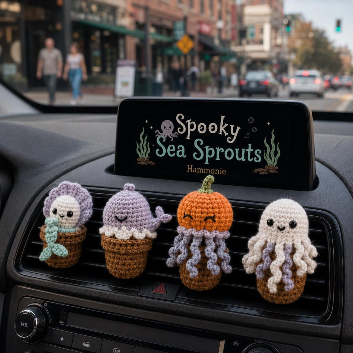 Halloween Spooky Sea Crochet Car Vent Clip, Cute Car Accessories, Car Charm Decor, Halloween Amigurumi Gift