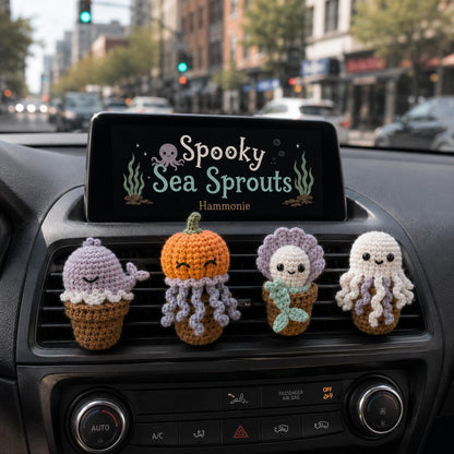 Halloween Spooky Sea Crochet Car Vent Clip, Cute Car Accessories, Car Charm Decor, Halloween Amigurumi Gift