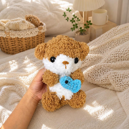 Handmade Crochet Otter Plush Holding Fish, Amigurumi Stuffed Animal Toy