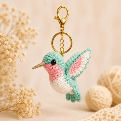 Crochet Hummingbird Keychain, Amigurumi Bird Bag Charm, Cute Hummingbird Gift for Bird Lovers, Handmade Backpack Accessory, Purse Pendant