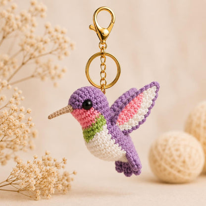 Crochet Hummingbird Keychain, Amigurumi Bird Bag Charm, Cute Hummingbird Gift for Bird Lovers, Handmade Backpack Accessory, Purse Pendant