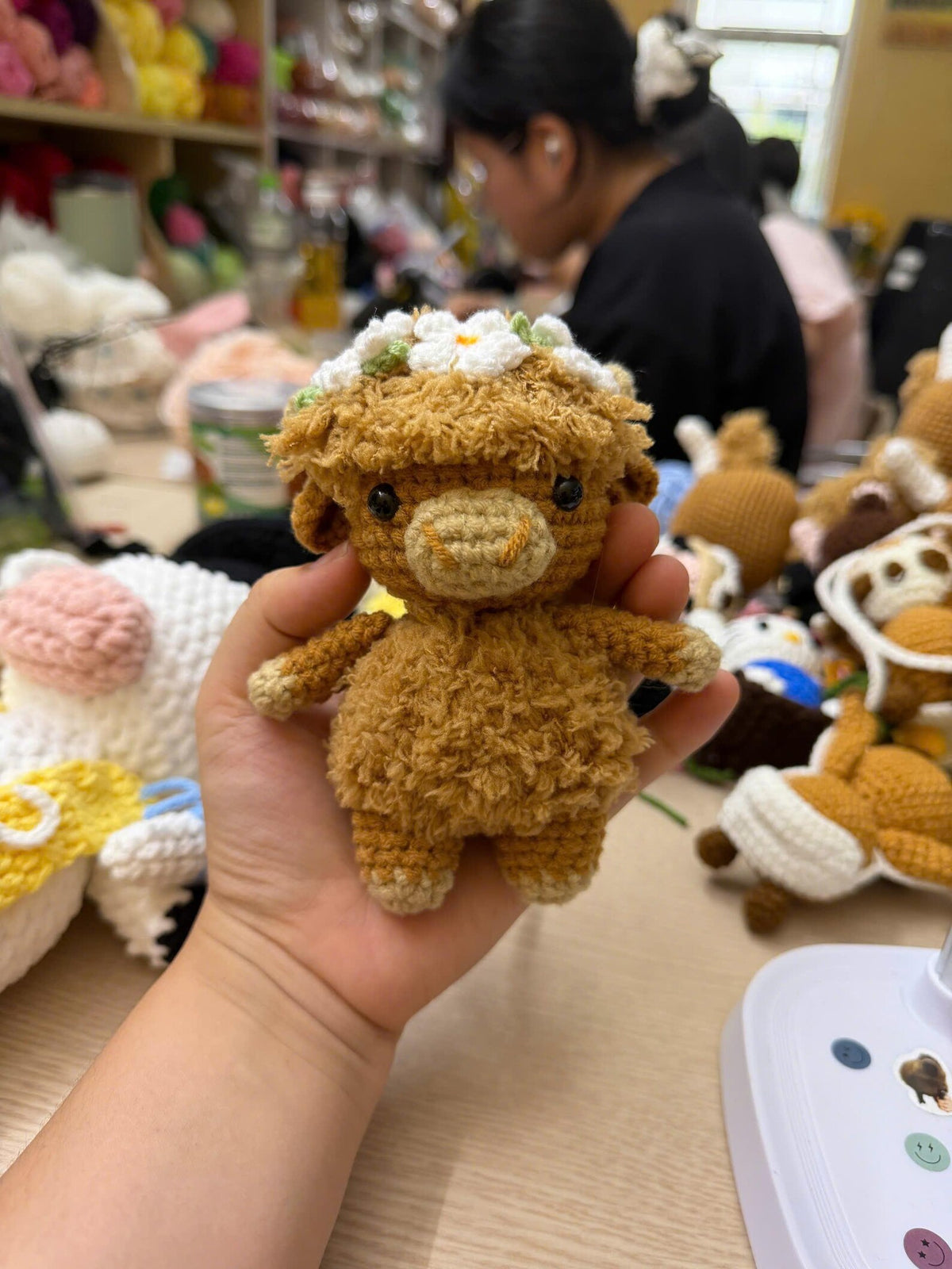 Crochet Highland Cow Car Charm, Fluffy Cow Rear View Mirror Accessory, Cute Animal Car Decor, Western Boho Auto Decor, Cow Lover Gift