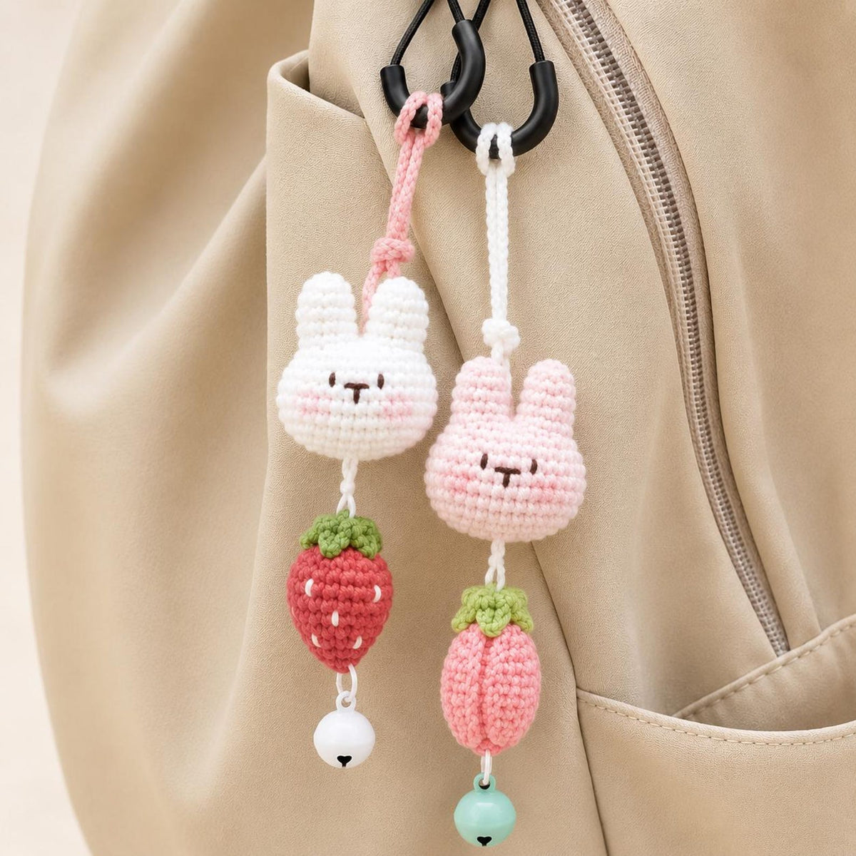 Crochet Animal Keychain Bag Charm, Kawaii Bunny Frog Cat Bear Accessory, Cute Backpack Decor, Handmade Small Animal Gift, Stocking Stuffer