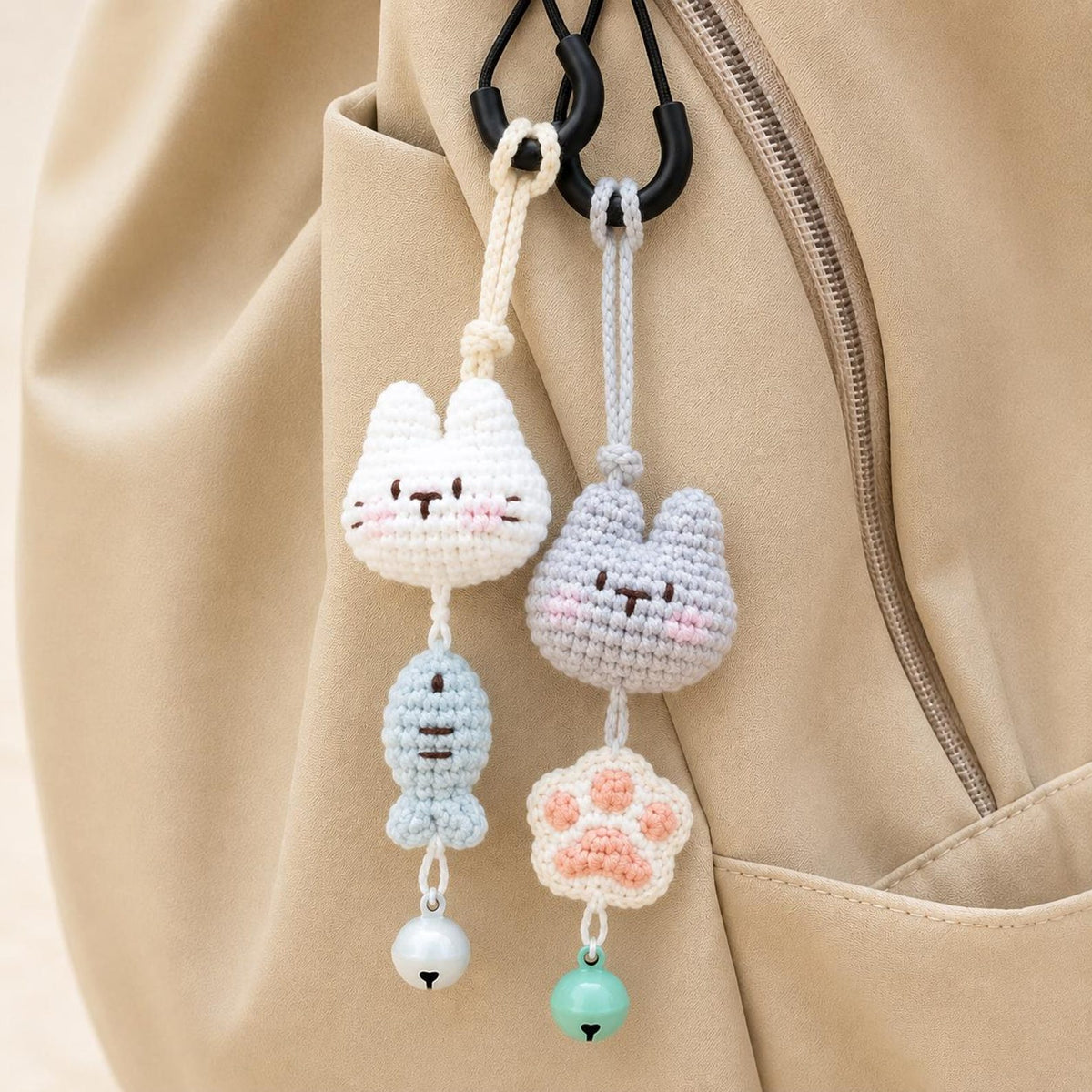 Crochet Animal Keychain Bag Charm, Kawaii Bunny Frog Cat Bear Accessory, Cute Backpack Decor, Handmade Small Animal Gift, Stocking Stuffer