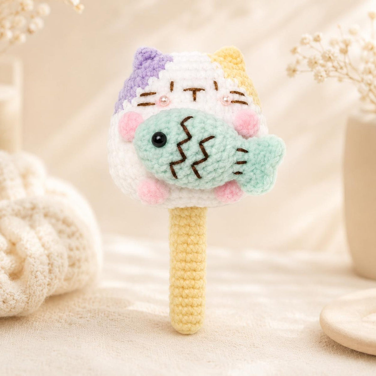 Crochet mini cat keychain, Crochet Cat Stuffed Animal, Cute Gift for Cat Lovers, Car Keyring, Soft Chubby Kitty Amigurumi