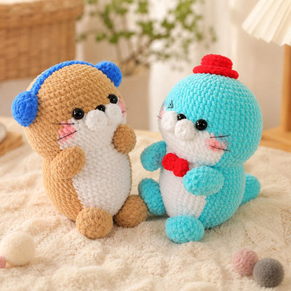 Personalized Crochet Seal Doll Set, Handmade Amigurumi Ocean Animal Plush Toy,Cute Baby Nursery Decor, Custom Seal Gift for Kids, Sea Friend