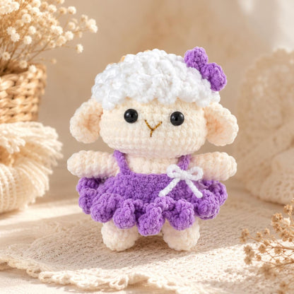 Crochet Lamb Plush, Amigurumi Sheep Doll, Kawaii Desk Pet, Cute Farm Animal Toy, Handmade Desk Decor, Teen Girl Gift, Sweet Pastel Plushie