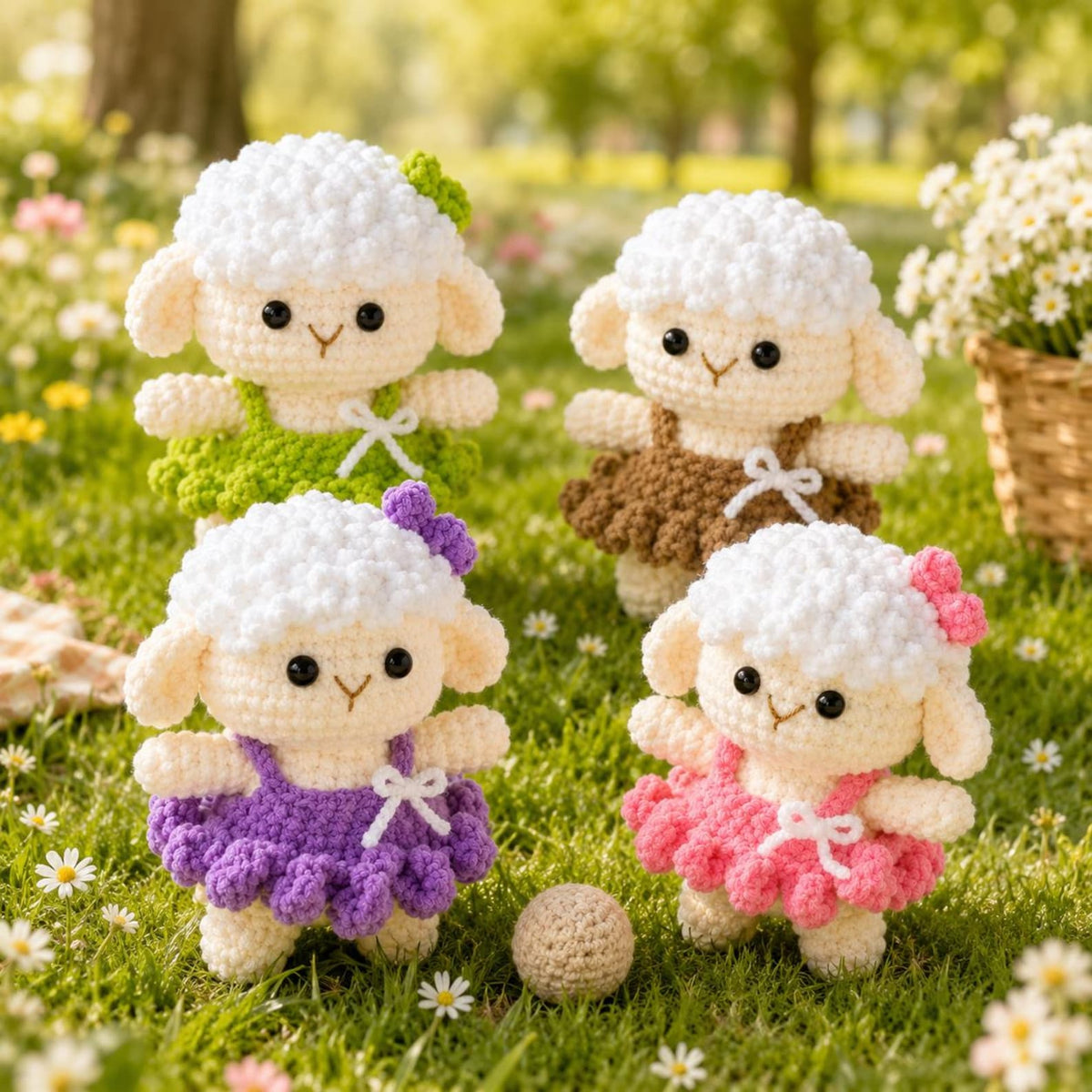 Crochet Lamb Plush, Amigurumi Sheep Doll, Kawaii Desk Pet, Cute Farm Animal Toy, Handmade Desk Decor, Teen Girl Gift, Sweet Pastel Plushie