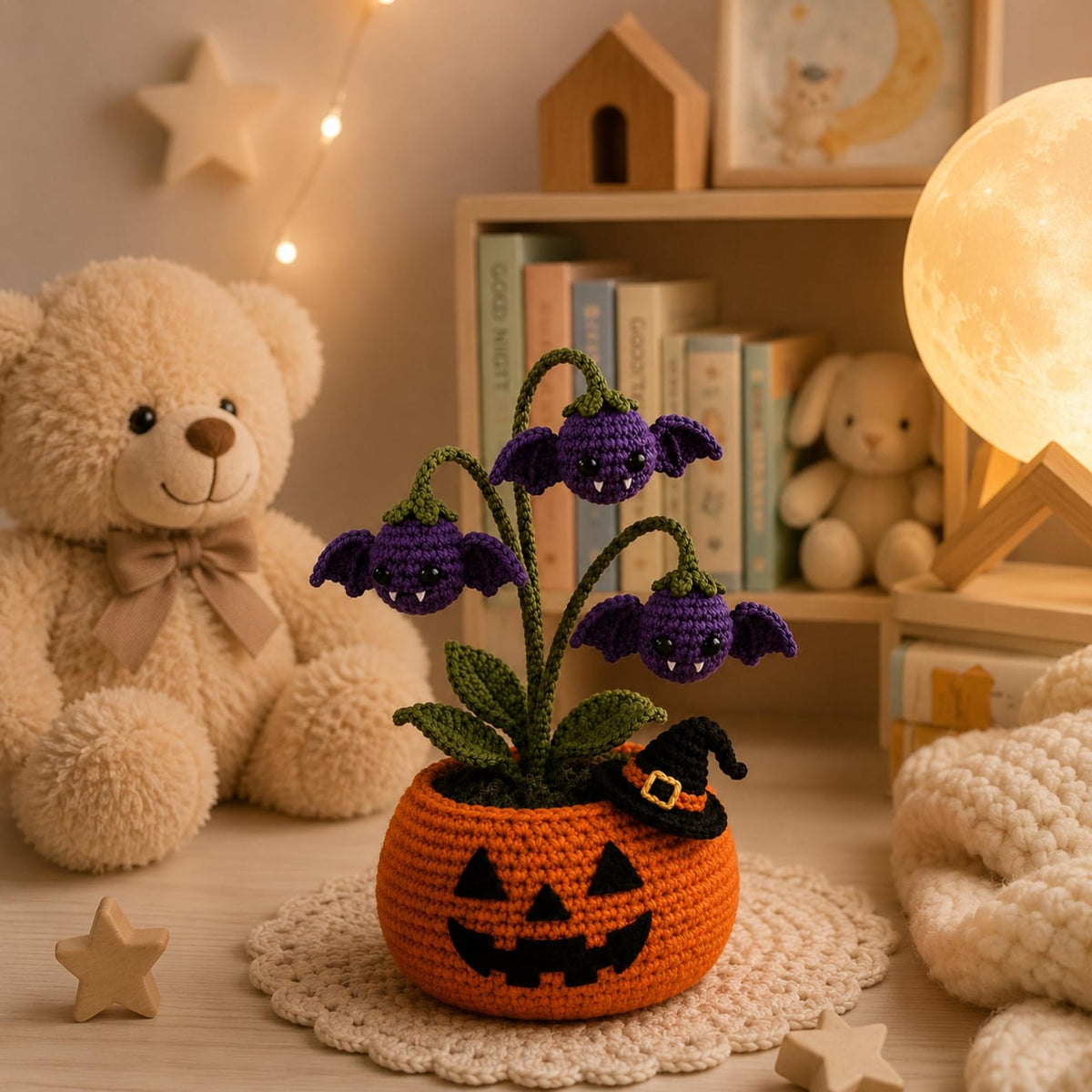 Crochet Halloween Pumpkin Ghost Pot, Halloween Desk Decor, Spooky Pumpkin Decor, Ghost Flower Pot, Handmade Gothic Home Decor,Halloween Gift