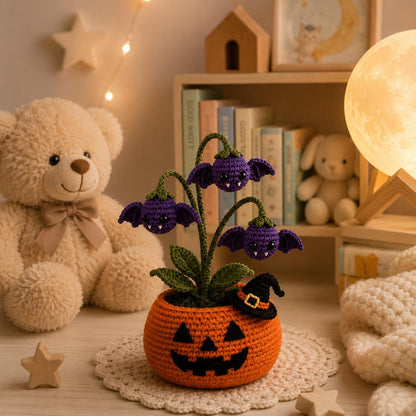 Crochet Halloween Pumpkin Ghost Pot, Halloween Desk Decor, Spooky Pumpkin Decor, Ghost Flower Pot, Handmade Gothic Home Decor,Halloween Gift