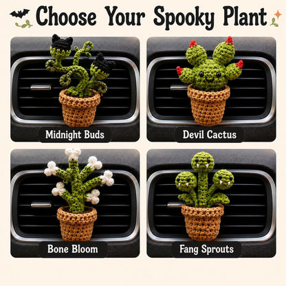 Halloween Crochet Car Vent Clip, Spooky Plant Car Decor, Handmade Car Accessories, Unique Halloween Car Charm Gift