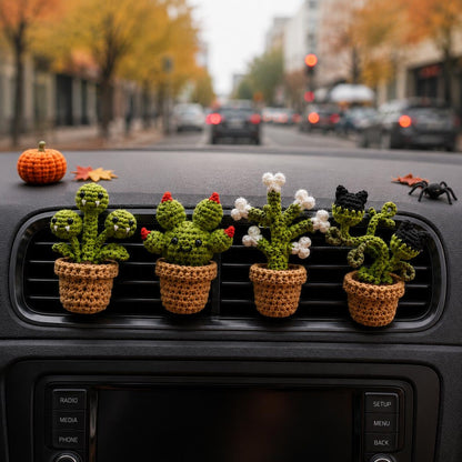 Halloween Crochet Car Vent Clip, Spooky Plant Car Decor, Handmade Car Accessories, Unique Halloween Car Charm Gift