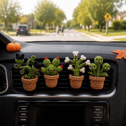 Halloween Crochet Car Vent Clip, Spooky Plant Car Decor, Handmade Car Accessories, Unique Halloween Car Charm Gift