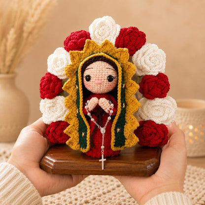 Our Lady of Guadalupe Crochet Doll, Virgin Mary Amigurumi, Catholic Religious Gift, Handmade Altar Shrine, Blessed Mother Baptism Gift