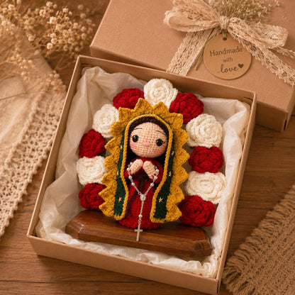 Our Lady of Guadalupe Crochet Doll, Virgin Mary Amigurumi, Catholic Religious Gift, Handmade Altar Shrine, Blessed Mother Baptism Gift