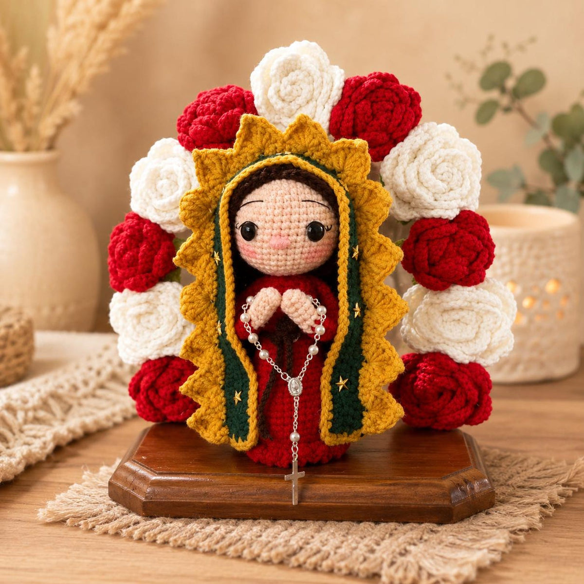 Our Lady of Guadalupe Crochet Doll, Virgin Mary Amigurumi, Catholic Religious Gift, Handmade Altar Shrine, Blessed Mother Baptism Gift