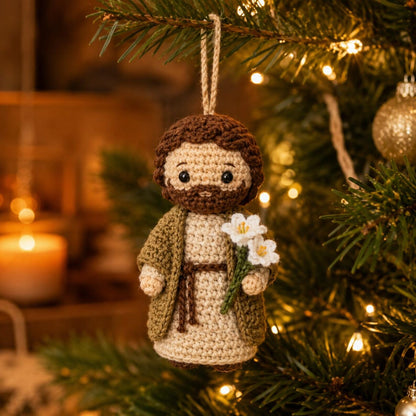 Saint Joseph Crochet Doll, Catholic Altar Decor or Car Hanging, Handmade Religious Gift for Dad, Home Prayer Figure