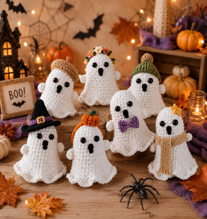 Halloween Crochet Ghost Ornament, Handmade Ghost Hanging Decor, Cute Spooky Amigurumi Ghost, Halloween Tree Decoration, Fall Halloween Gift
