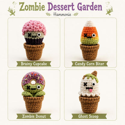 Halloween Crochet Car Vent Clip, Zombie Dessert Garden Car Decor, Cute Cupcake Candy Corn Donut Ghost Vent Clip, Handmade Spooky Car Charm