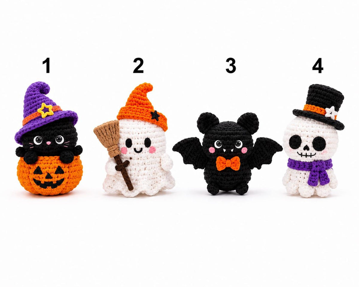 Halloween Crochet Car Vent Clip, Cute Car Decor,Plant Lover Gift,Cute Halloween Amigurumi Plush,Black Cat Ghost Bat Skeleton Car Accessories