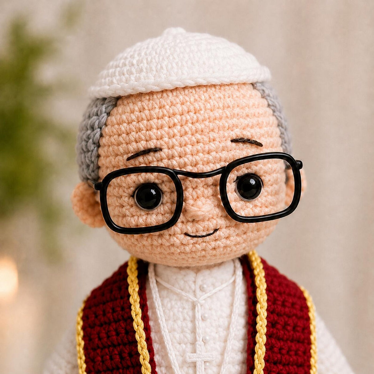 Catholic Pope Crochet Doll, Handmade Religious Decor, Christian Gift, Prayer Room Decor, Clergy Appreciation Gift