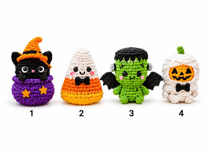 Halloween Crochet Car Vent Clip, Cute Car Decor,Plant Lover Gift,Cute Halloween Amigurumi Plush,Black Cat Ghost Bat Skeleton Car Accessories
