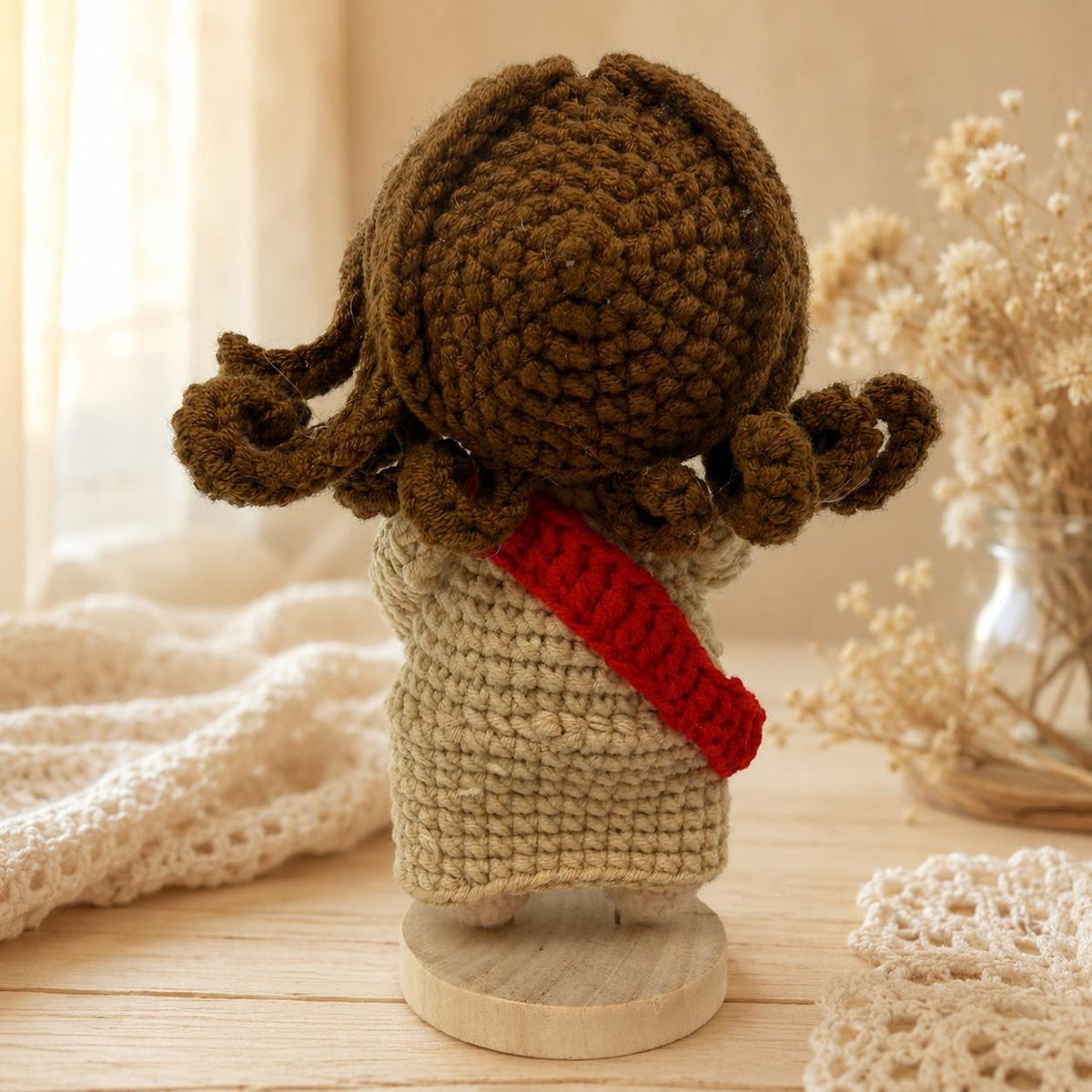 Jesus With Lamb Crochet Doll, Good Shepherd Figurine, Handmade Christian Gift, Catholic Home Decor, Religious Keepsake