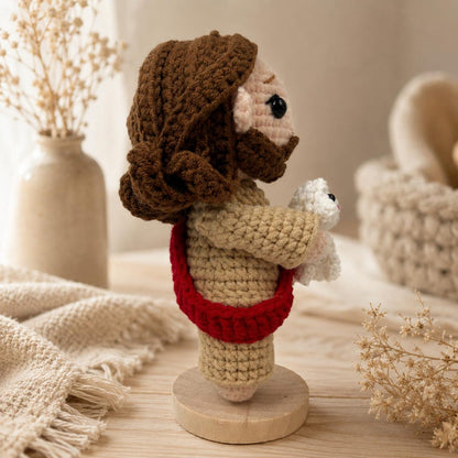 Jesus With Lamb Crochet Doll, Good Shepherd Figurine, Handmade Christian Gift, Catholic Home Decor, Religious Keepsake