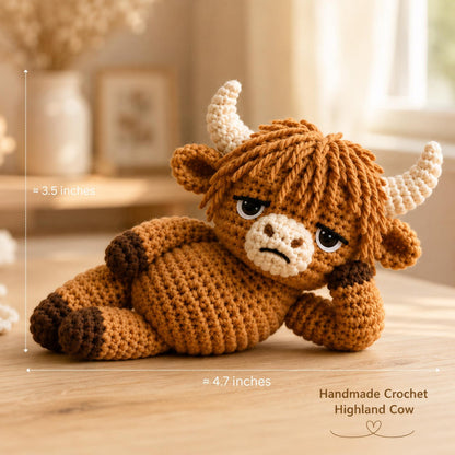 Highland Cow Car Hanging, Handmade Crochet Cow Charm, Funny Emotional Support Cow, Cute Rearview Mirror Decor, Cow Lover Gift