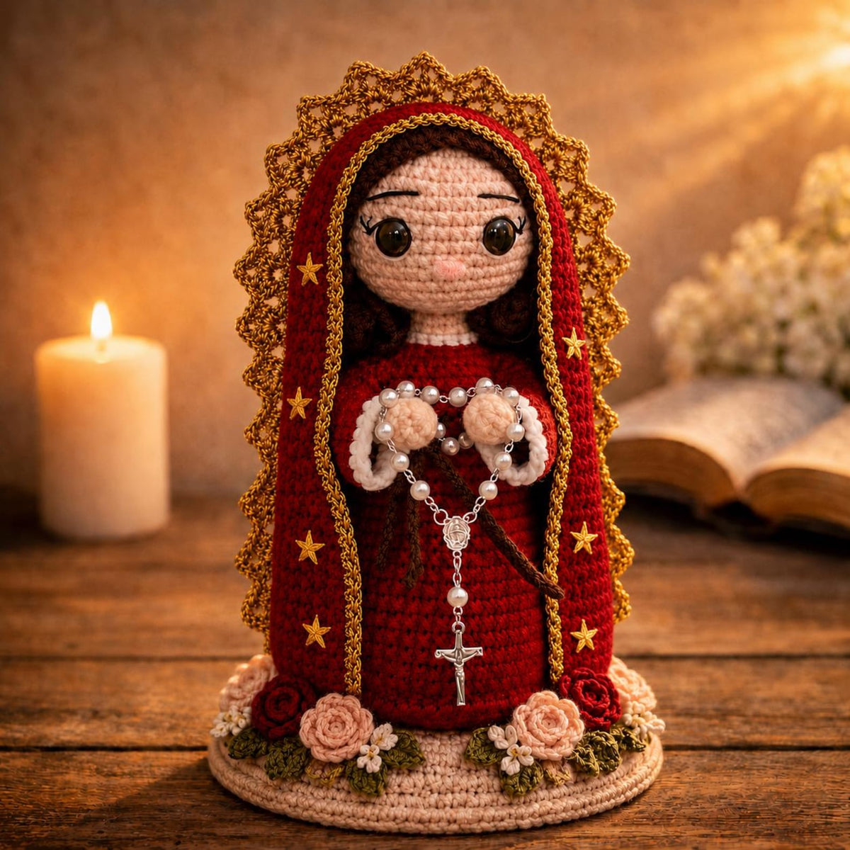 Virgin Mary Crochet Doll, Our Lady of Guadalupe Amigurumi, Catholic Gift, Religious Decor, Mother Mary Plush, First Communion Baptism Gift